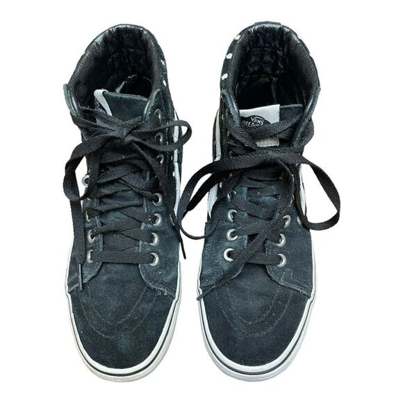 Vans Sk8-Hi Top Black Suede White Polka Dot Platform Sneakers Size 8 Skate Shoes - Picture 3 of 7
